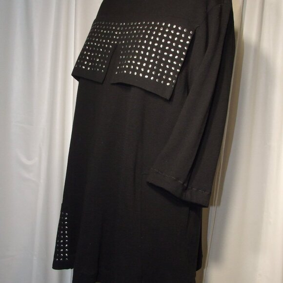 NIC+ZOE Studded Stretchy Black Sweater Cotton Blend Women's Size XL - Picture 4 of 7
